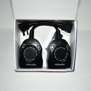 TiFFCOFiO Outdoor Christmas Light Timer, Dusk to Dawn Sensor, Waterproof, 2-Pack